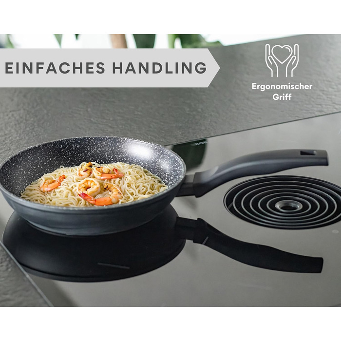 Набір сковорідок DIVORY 3 шт. (20, 24, 28 см) з антипригарним покриттям для всіх плит – універсальні сковороди з ергономічними ручками, придатні для миття в посудомийній машині