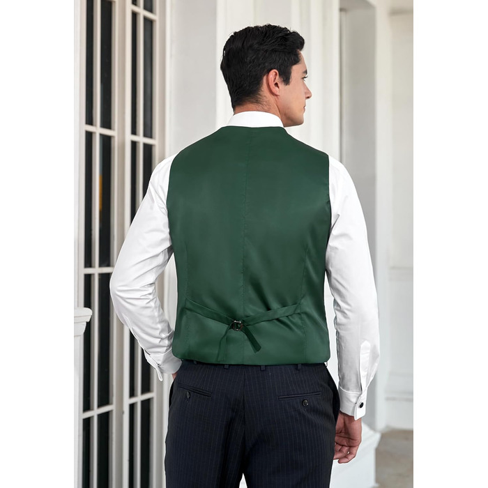 Елегантний жилет для чоловіків HISDERN: весільний, класичний, однотонний, бізнес, смокінг з кишенями (зелений, 4XL)