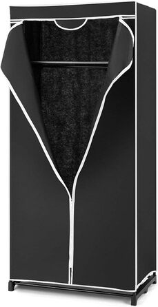 GIANTEX Wardrobe Clothes Closet with Clothes Rod & Shelf, Folding Closet 74 x 50 x 172 cm, Clothes Rack Metal Frame with Dust Cover, for Bedroom Dressing Room (Black)