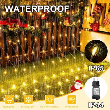 Ланцюжок прикрас LED 144 світлодіодів, мережа, тепле біле світло, для зовнішнього та внутрішнього використання, з пультом, таймером, 8 режимів, для кущів, саду, ялинки, кімнати, балкону