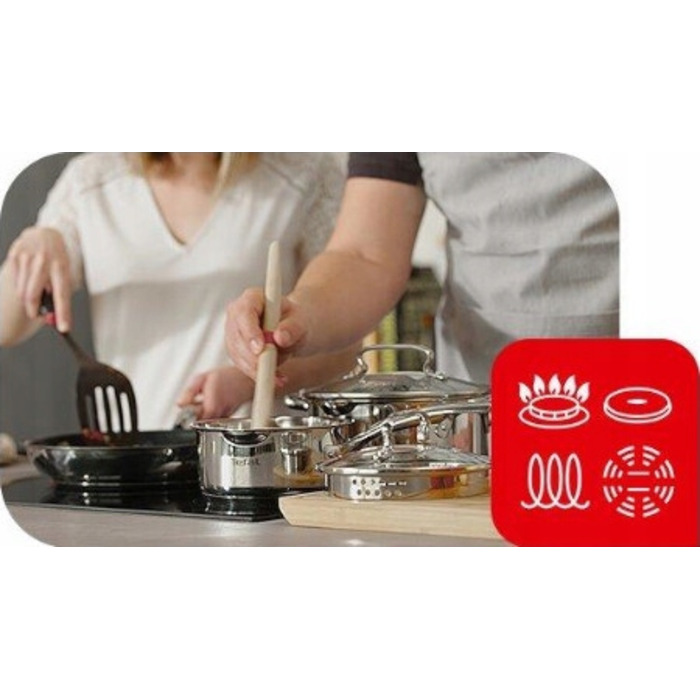 Набір каструль та сковорідок Tefal Duetto+ з нержавіючої сталі, 10 предметів, G732SA55