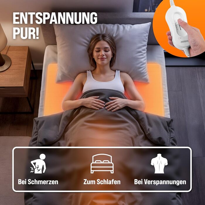 Електрична ковдра Monzana® 150x80 см, 3 режими нагріву, 60 Вт, біла, з захистом від перегріву, придатна для прання