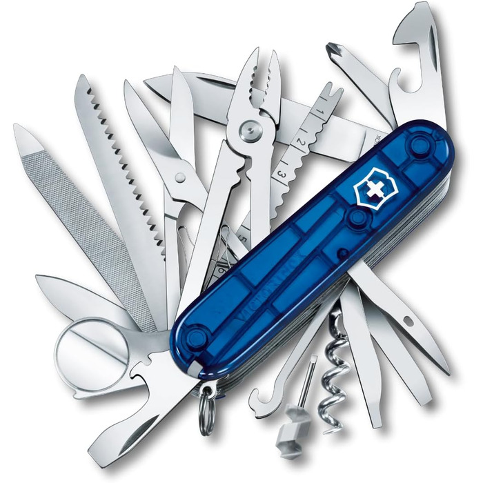 Мультитул Victorinox Swiss Champ: 33 функції, ніж, коркомаг, викрутка, блакитний, Швейцарія