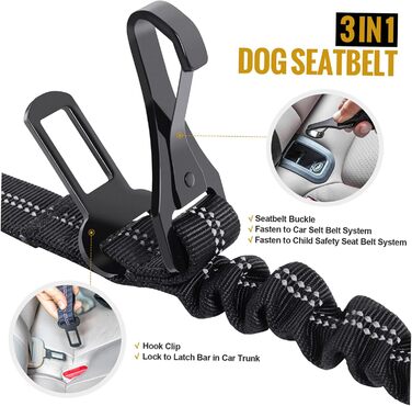 Набір для безпеки собак Onetigris: ремінь та повідки 3-в-1, міцний нейлон, відбиваючий елемент, карабіни