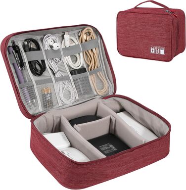 Водонепроникна сумка-органайзер для кабелів та аксесуарів: USB-накопичувачі, SD-карти, Power Bank (червона)