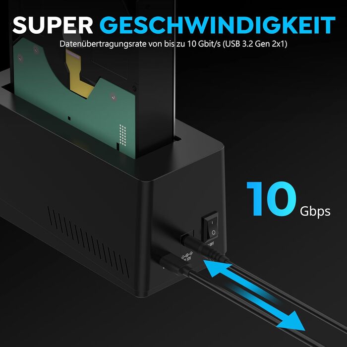 SABRENT Док-станція для жорстких дисків 2 Bay USB-C - SATA SSD/HDD 2.5/3.5 дюймів 5Gbps з функцією клонування