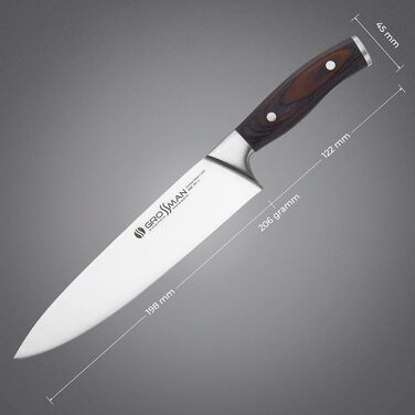 Ніж кухарський Grossman 002SH, 33 см, з нержавіючої сталі, ергономічна ручка
