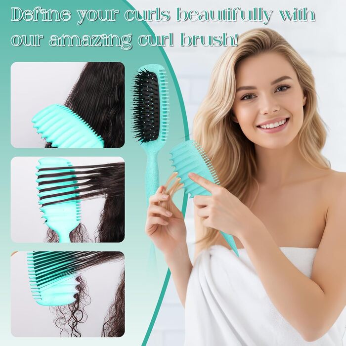 Щітка для локонів Lockenbürste: антистатична стилінг-щітка з вентиляційним дизайном для мокрого та сухого волосся, ідеальна для кучерявого волосся та створення об'єму (зелена)
