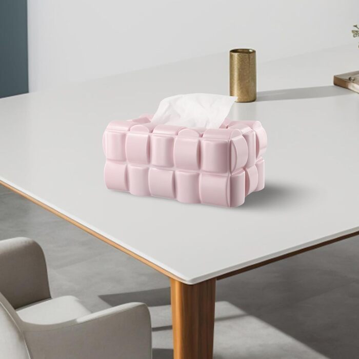 Carpango Tissue Box Holder, Multifunctional Waffle Tissue Box, Dispenser, Napkin Cover for Home, Office, Restaurant (Pink, Stylish, Rectangular, PET)