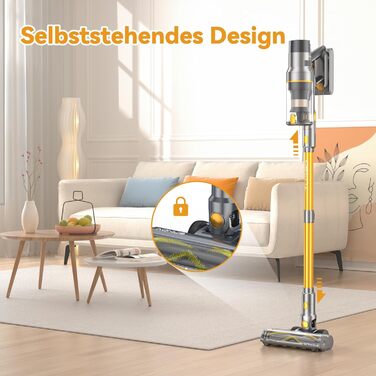 Бездротовий пилосос Aonus 55Kpa 580W з дисплеєм, час роботи до 75 хв, автоматичний режим, для килимів, шерсті тварин та твердих поверхонь, золотий