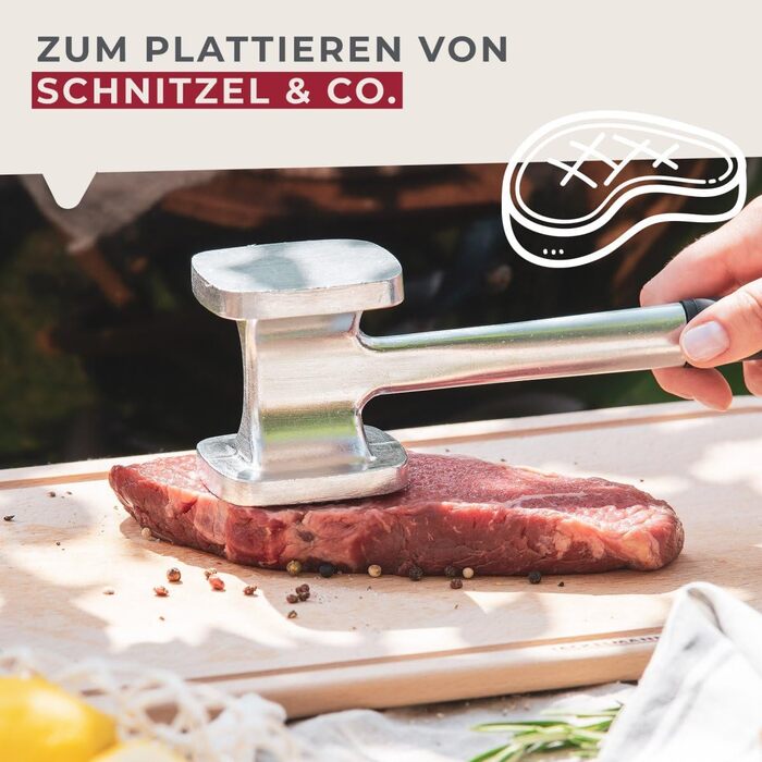 Тістоміс Fackelmann з м'якими ручками – молоток для м'яса з чорної сталі 28 см