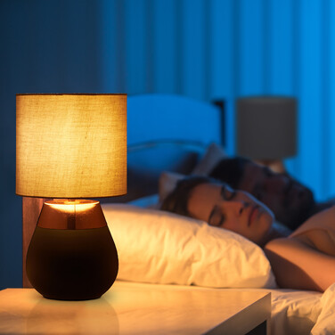 Relaxdays Table Lamp with Fabric Shade, 2-Piece Set