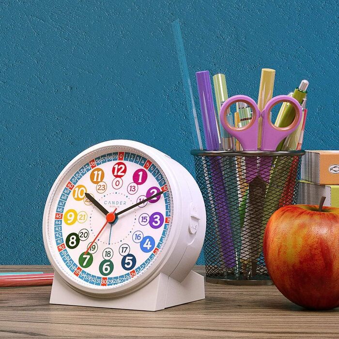 Cander Berlin MNU 1009 Silent Kinderwecker (children's alarm clock) and MNA 1030 J blue wristwatch, learning clock silent children's clock light snooze table clock alarm clock children lighting quiet snooze girls boys