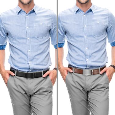 Чоловічий шкіряний ремінь Zitahli з автоматичною пряжкою (Imperial Black/Tan, 85-120 см)