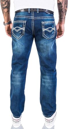 Чоловічі джинси Rock Creek RC-2056 вінтажно-сині з товстими швами, 40W/30L