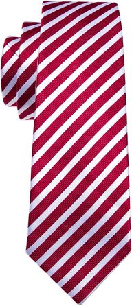 Набір краваток Barry.Wang: шовкові краватки з квітковим візерунком Paisley, нагрудна хустинка, краваткові затискачі та манжетні кнопки. Червоно-білий смуговий дизайн для святкових та весільних подій