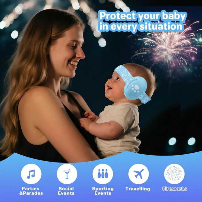 Навушники для захисту слуху дитини, 25db, для дітей до 36 місяців, з шумозаглушенням, блакитні