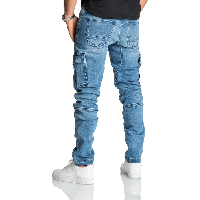 Чоловічі джинси Cargo Regular Slim Denim R7977 світло-блакитні (40W/34L), з ефектом зношеності