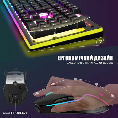 RedThunder K10 Бездротовий комплект клавіатури та миші для геймерів, QWERTZ DE, 3000mAh, 3200 DPI (Чорний)
