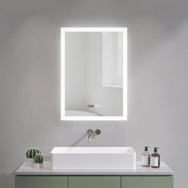 Дзеркало для ванної кімнати AQUABATOS з підсвічуванням 100x70 см LED, антизапар, сенсорне керування, 3 кольори світла, регулювання яскравості