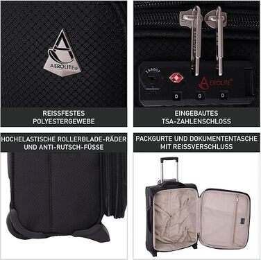 Розширюваний ручний багаж Aerolite 55x40x20/23 см - Сумісний з Lufthansa, Eurowings, Condor, SunExpress, TUI та іншими авіакомпаніями