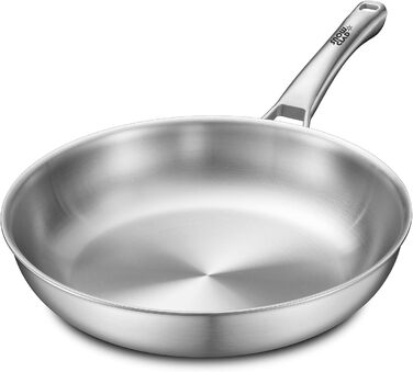 Набір сковорідок з нержавіючої сталі, 3 шт. (20, 24, 28 см), універсальні, для всіх типів плит, індукційні, сумісні з духовкою та посудомийною машиною