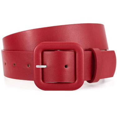 Жіночий шкіряний пояс JasGood широкого крою, колір: червоний, довжина 120 см (під талію 88-100 см)