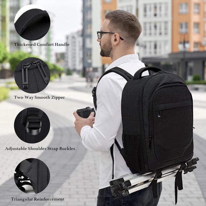 Водонепроникний рюкзак для фотоапарата: камера, DSLR, SLR, об'єктив, штатив, аксесуари, чорний