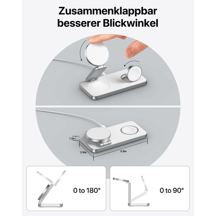 Зарядна станція Inductive QTlier 3-в-1 для iPhone 15/14/13/12, Apple Watch та AirPods, 30W Wireless Charging