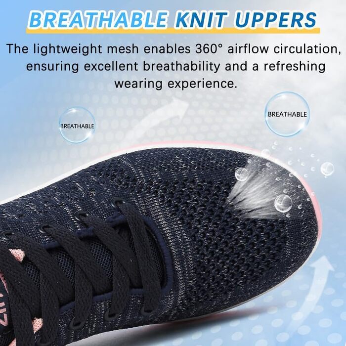 Жіночі кросівки для бігу та фітнесу. Зручні, дихаючі, з амортизацією (повітряна подушка), антиковзкі. Розмір 40 EU, блакитно-рожевий колір