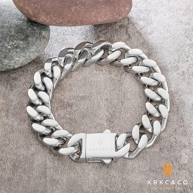 Чоловічий браслет KRKC&CO з кубинськими ланцюжками, 18 мм, Miami Iced Out, срібний, 20.3 см