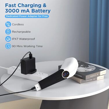 Coovee Electric Cleaning Brush, 2024 New Voice Prompt Spin Scrubber with 8 Drill Brush Heads, THREE Adjustable Speeds, Extendable to 137cm Handle for Bathroom Kitchen Car Floor