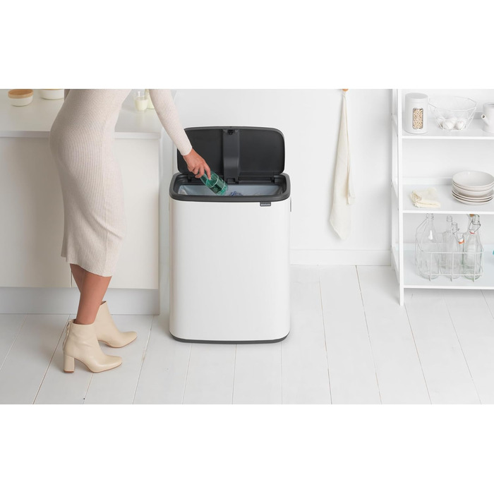 Відро для сміття Brabantia біле, 60 літрів, з одним внутрішнім відром