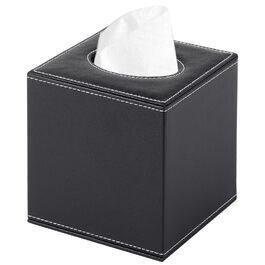 Скляна коробка для серветок прямокутної форми, тримач для косметичних серветок, органайзер для туалетного столика, ванної кімнати, авто, офісу, вінтажний стиль (чорний)