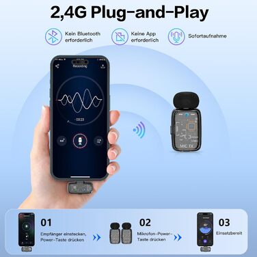 Мікрофон ZealSound M6 бездротовий для iPhone, Android, iPad: USB-C/Lightning, шумозаглушення, 33 години роботи, 100м, для Vlogging, TikTok, Podcast, YouTube, чорний/прозорий