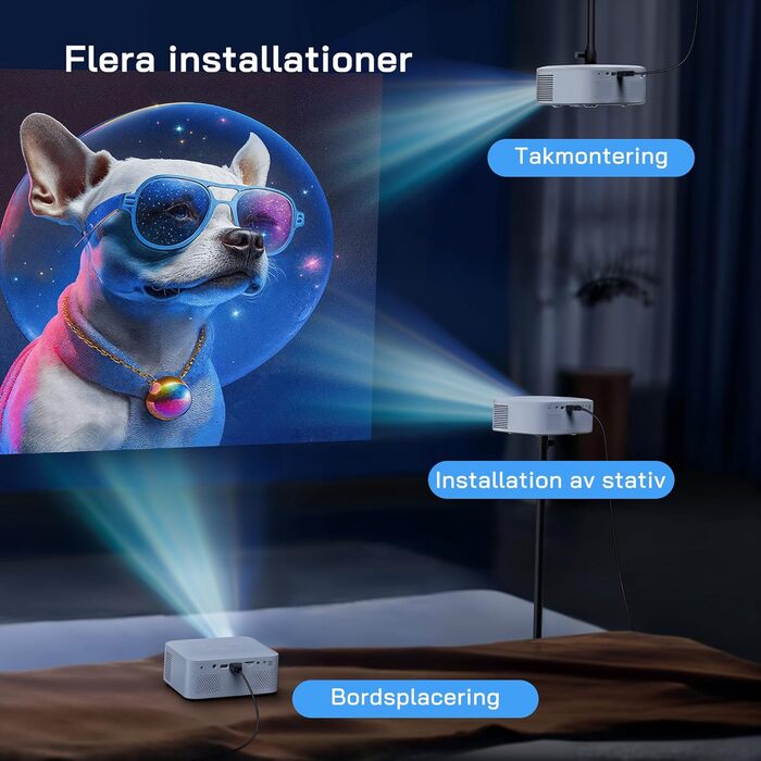 Міні-проектор WOLFANG з штативом, 1080P Full HD, портативний проектор для телефону, кінотеатр на відкритому повітрі, сумісний з HDMI, USB, смартфоном, планшетом, ПК, TV Stick, AV, Micro SD