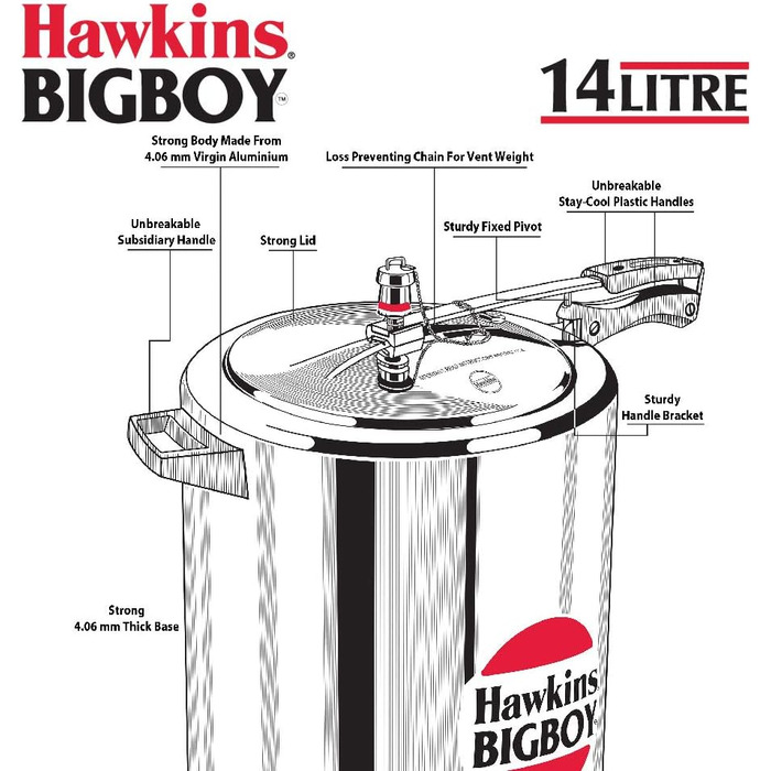 Алюмінієва скороварка Hawkins Bigboy 14 л – швидкоготувальна каструля