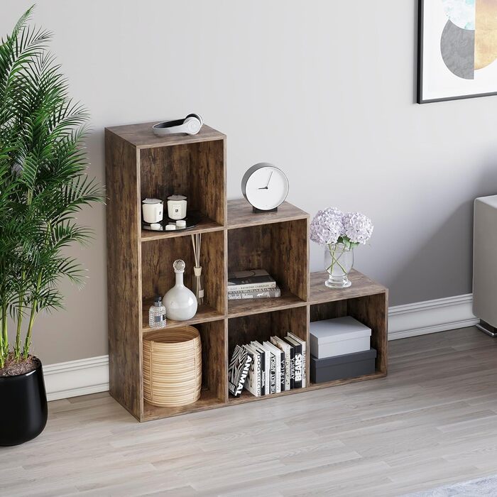 Стелаж для зберігання Vida Designs Durham, 6 кубів, темне дерево, книжкова полиця для вітальні