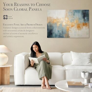 Акустичні настінні панелі Soon Global, 121,9 x 81,3 см, декоративні звукопоглинаючі панелі для стін, колір Teal Aura (блакитно-зелений)