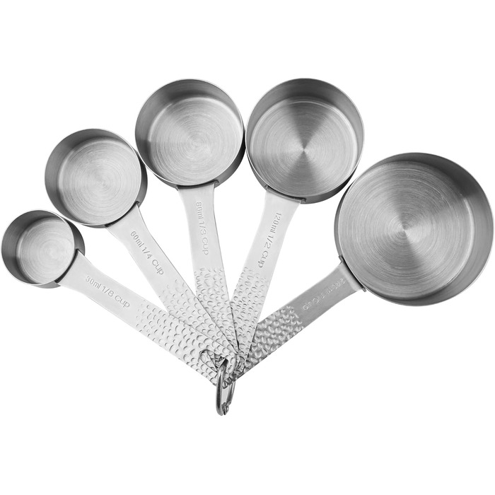 Measuring cup and spoon set, 18/8 stainless steel, measuring cups and spoons for baking and kitchen use, metric and US metal measuring cups and spoons for dry and liquid ingredients