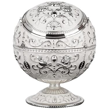 Вінтажна попільничка з кришкою, металева, сріблястого кольору, зі скляною кулею. Вітрозахисна, портативна, для дому, офісу, готелю. Декоративний предмет, подарунок.
