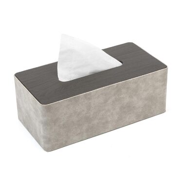 Скляниця для серветок з дерева та металу, 24x12x9 см, сіра, для дому, ванної кімнати, офісу