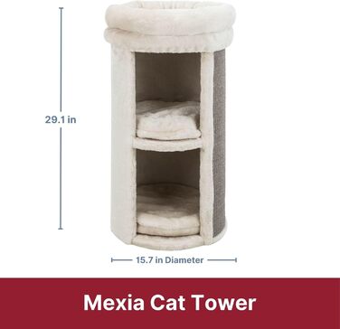 Двоповерховий котячий комплекс TRIXIE Mexia сірого кольору, 39 x 39 x 73 см