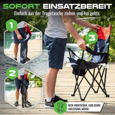 Крісло для кемпінгу MOUNTREX, складане, до 120 кг, з регульованими підлокітниками, для риболовлі, пляжного відпочинку, компактне, легке, з підстаканником та сумкою (блакитне)