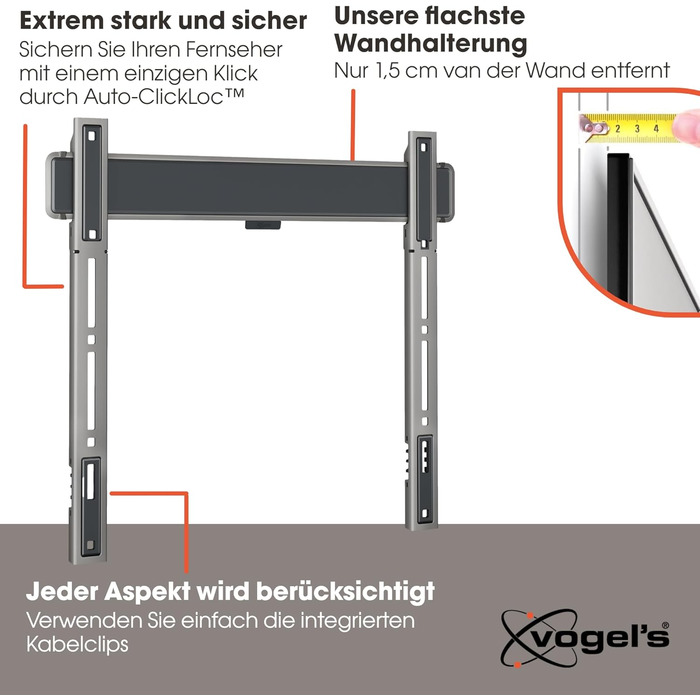 Vogel's Elite TVM 5605 Ultra-Slim TV Wall Mount - 32-77 inch, 100kg Capacity, VESA 600x400, 1.5cm Profile