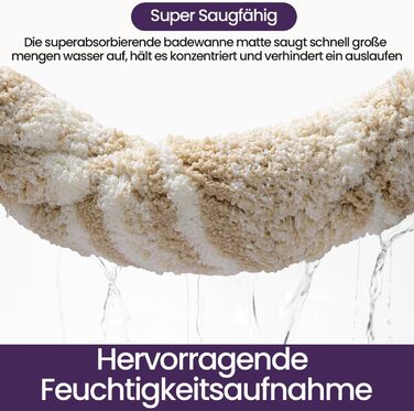 Килимок для ванної кімнати DEXI 44 x 76 см, антиковзаючий, миючий, мікрофібра, вбираючий, бежевий