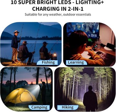 Powerbank сонячний TOENNESEN 26800mAh PD 15W: вологостійкий акумулятор з LED-ліхтариком та 3 виходами USB-C для смартфонів, планшетів, кемпінгу та подорожей (Чорний)