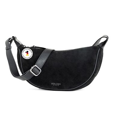 Сумка через плече Berliner Bags Luna, шкіряна жіноча, чорна замша, напівмісяць