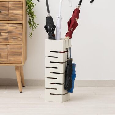 Підставка для парасольки Baroni Home з сучасним дизайном, чорна, 15,5x15x49 см. Метал, з гачками та знімним піддоном для води. Підходить для дому та офісу.