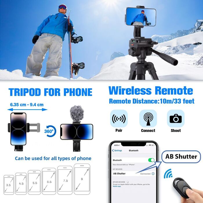 Штатив для камери 175 см, алюмінієвий відеоштатив з Fluid-головкою для Sony/Nikon/Canon, легкий штатив для телефону з 2 QR-пластинами, обертовий тримач для телефону/пульт дистанційного керування, для TikTok, Vlog (Чорний-175)